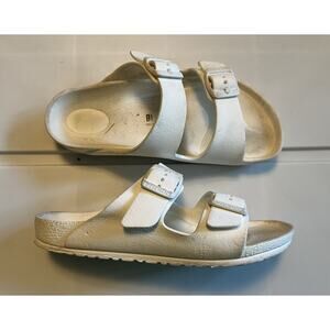 Birkenstock Arizona EVA Kids Sandals Size EU 32 US 1 White Rubber Girls Dirty